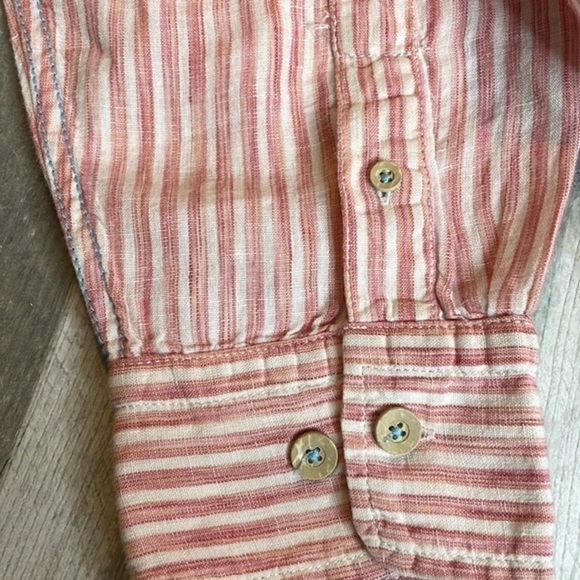 TOMMY Bahama 100% linen red/pink and white striped long sleeve button down. XL - Picture 4 of 13